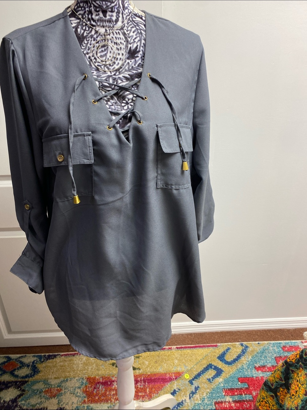 Live 4 Truth dark gray V-Neck tunic top